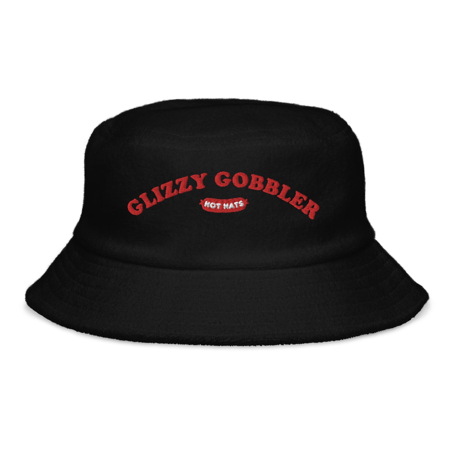 Glizzy Gobbler Hot Hats Logo  Unstructured terry cloth bucket hat