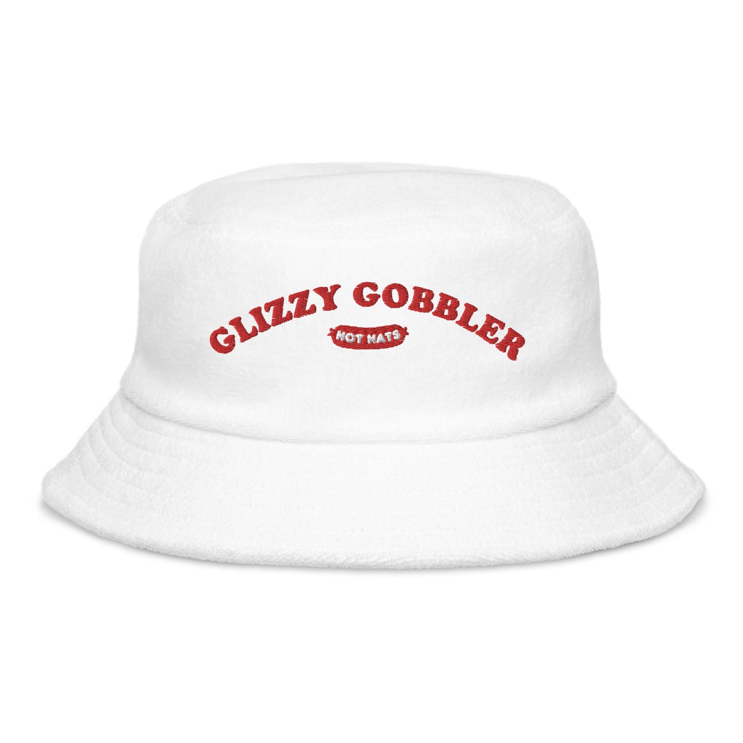 Glizzy Gobbler Hot Hats Logo  Unstructured terry cloth bucket hat